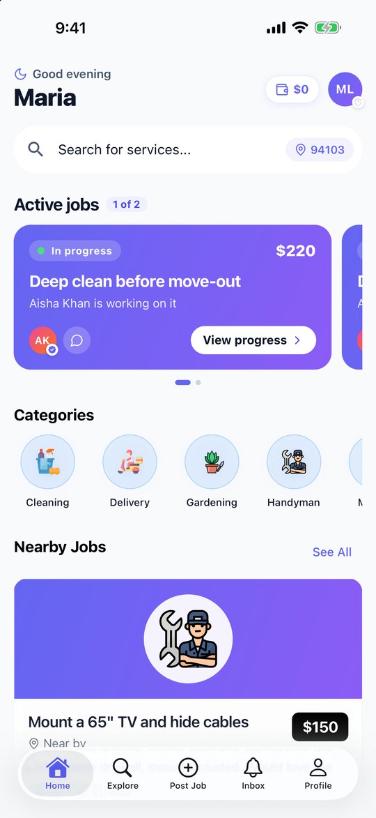 TaasQ home screen