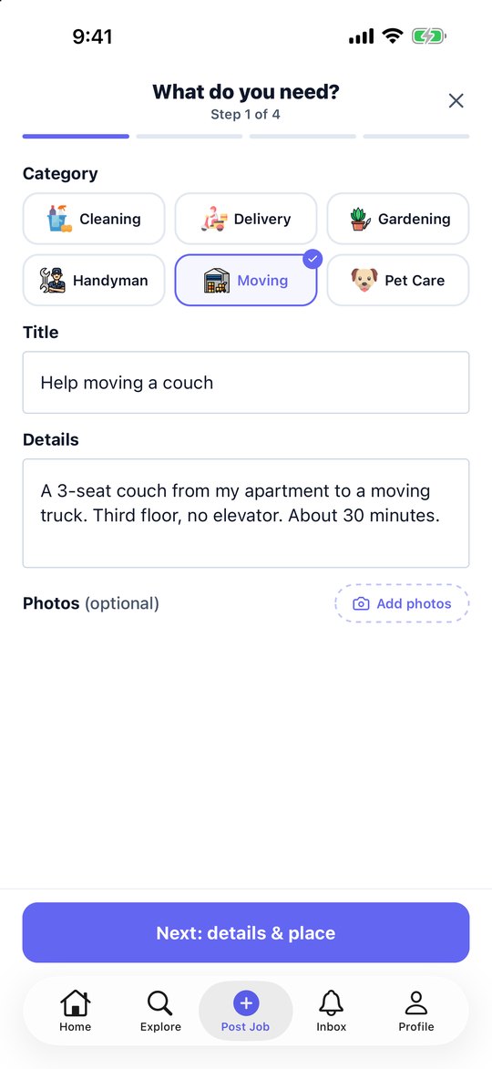 TaasQ: Post a job in a minute